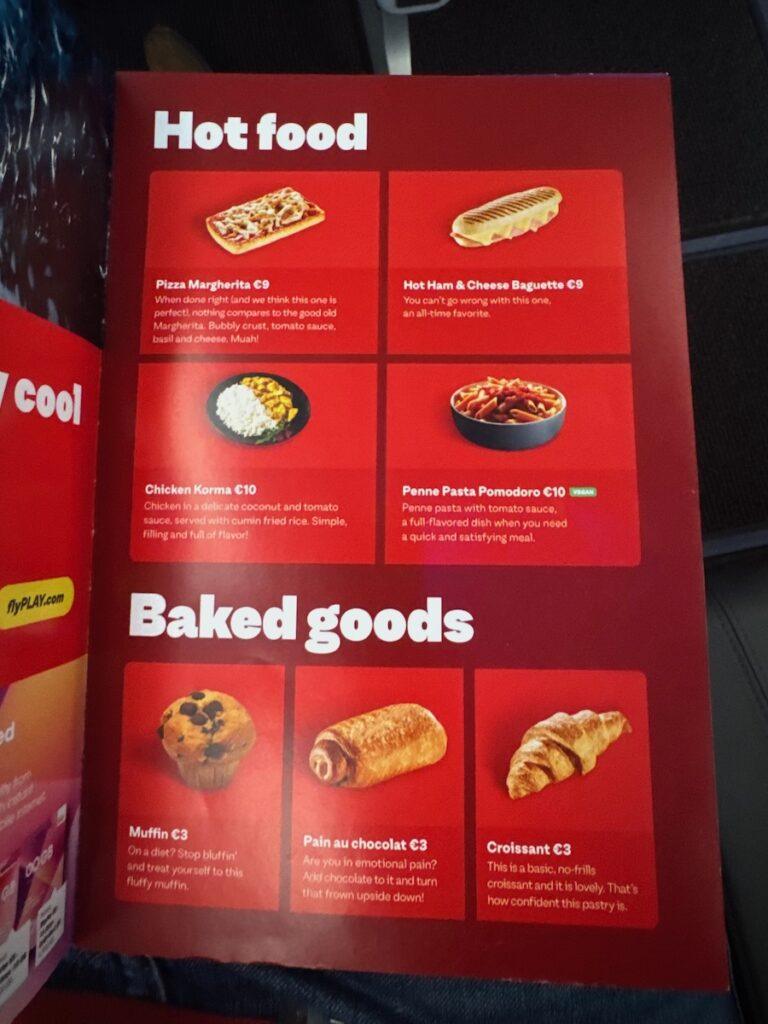 PLAY Airlines Menu