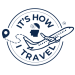 It’s How I Travel logo featuring an airplane, travel pin, and head icon with trademark symbol