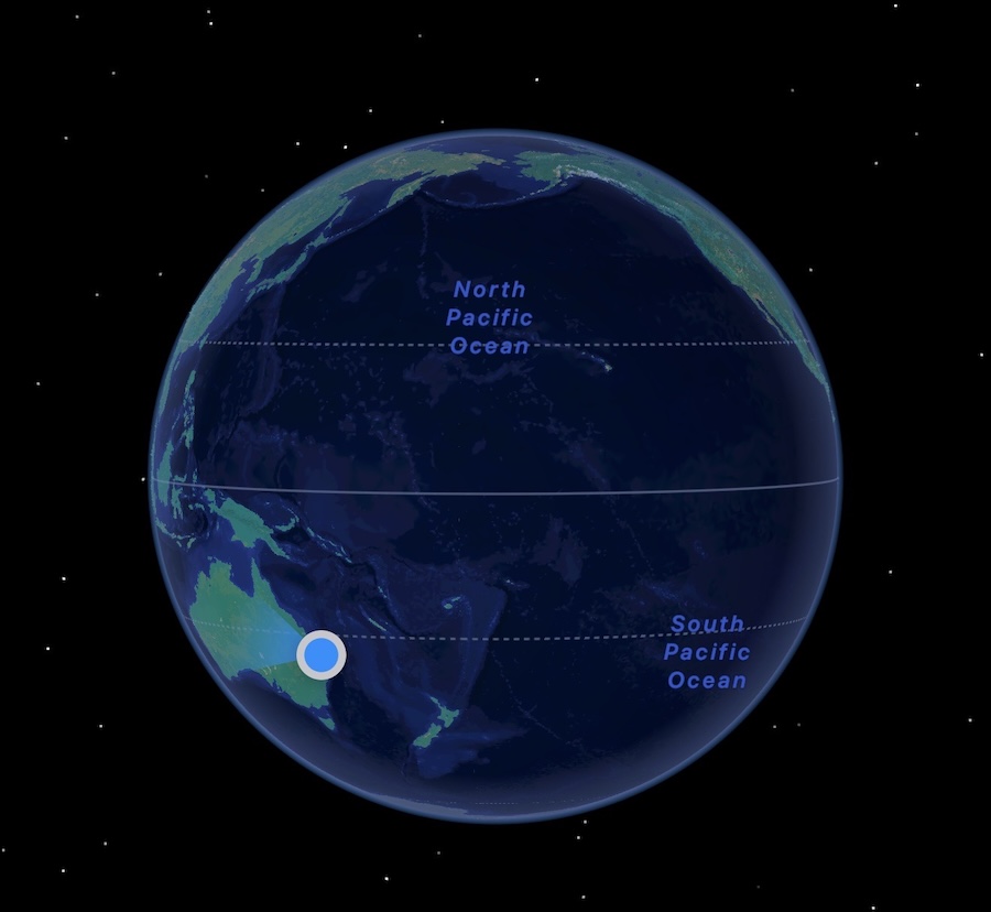 Apple Maps world view of Brisbane