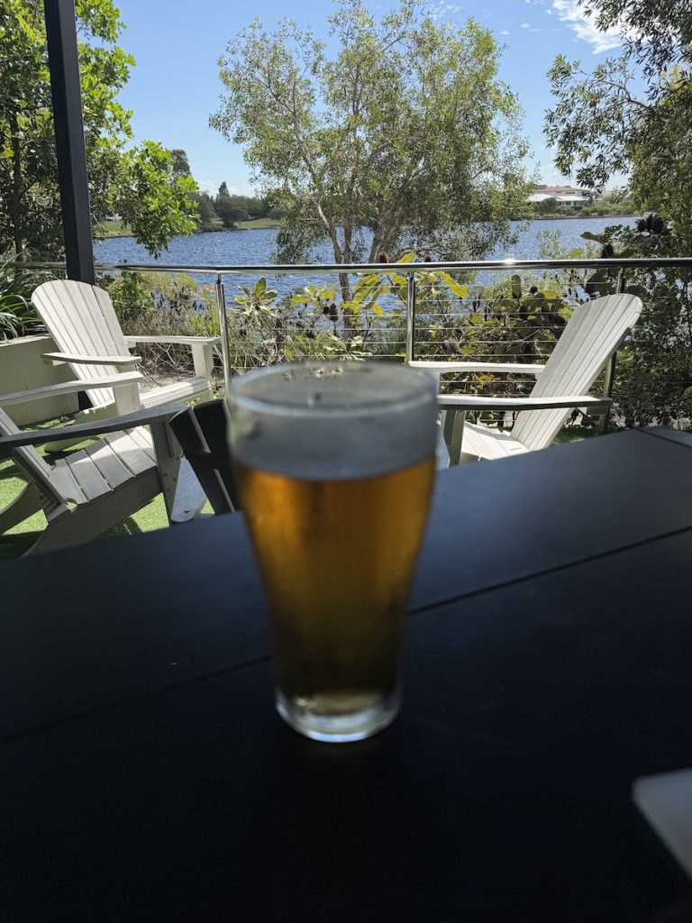 A beer over the water on thanksgiving