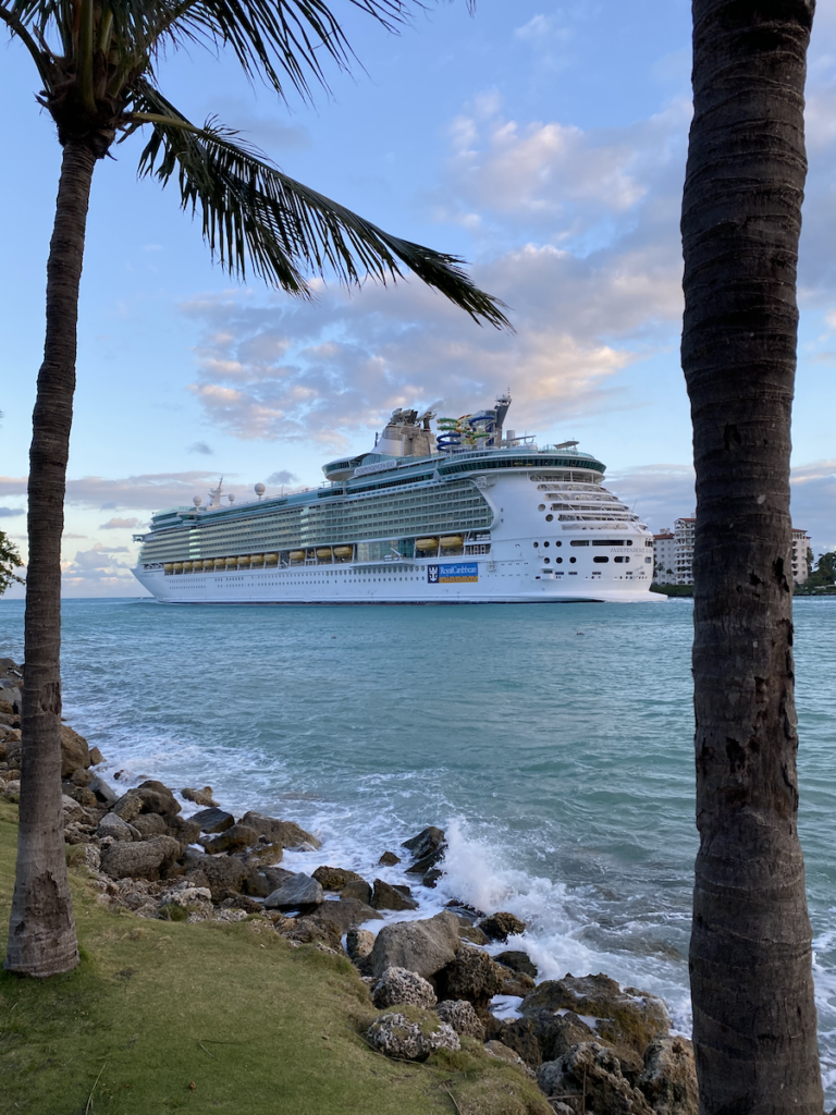 Royal Caribbean cruise ship leaving the port of Miami
