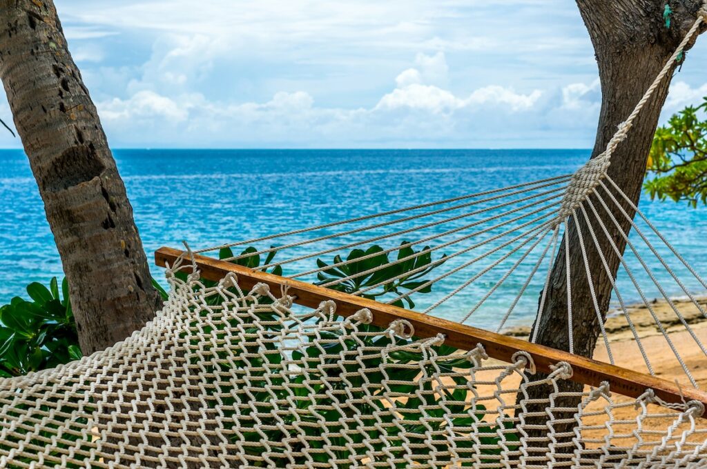 Hammock on a beach in Fiji