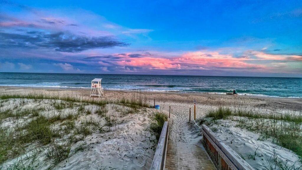 View of sunset over Carolina Beach North Carolina