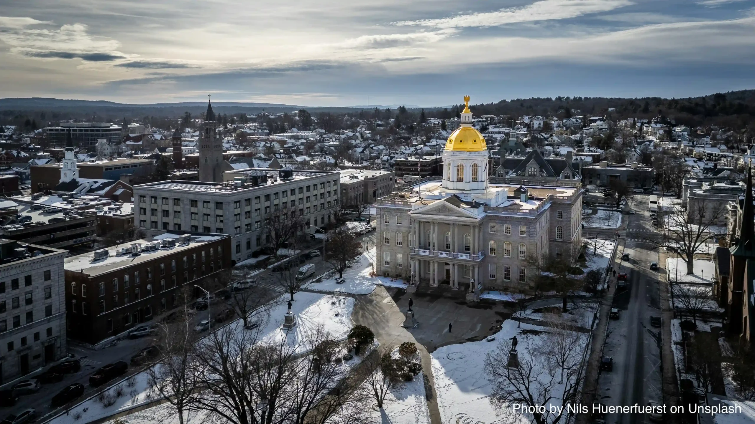 New Hampshire State House in the winter